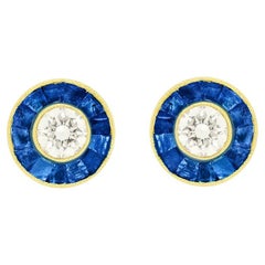 Orecchini vintage con diamanti e zaffiri da 0,50 carati, anni 
80 ca.