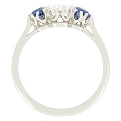 Vintage 0.50ct Diamond and Sapphire Three Stone, c.1950s
