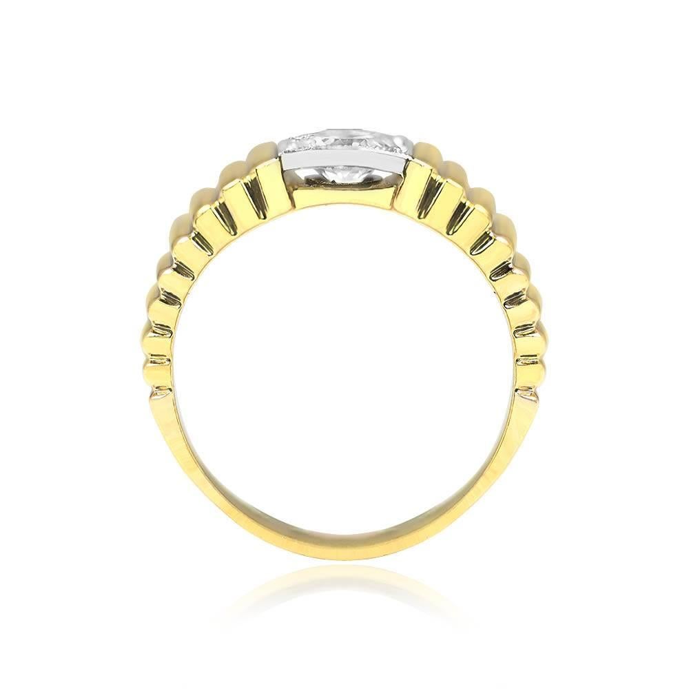Old European Cut Vintage 0.50ct Diamond Engagement Ring, Platinum & 18k Yellow Gold, Circa 1950 For Sale