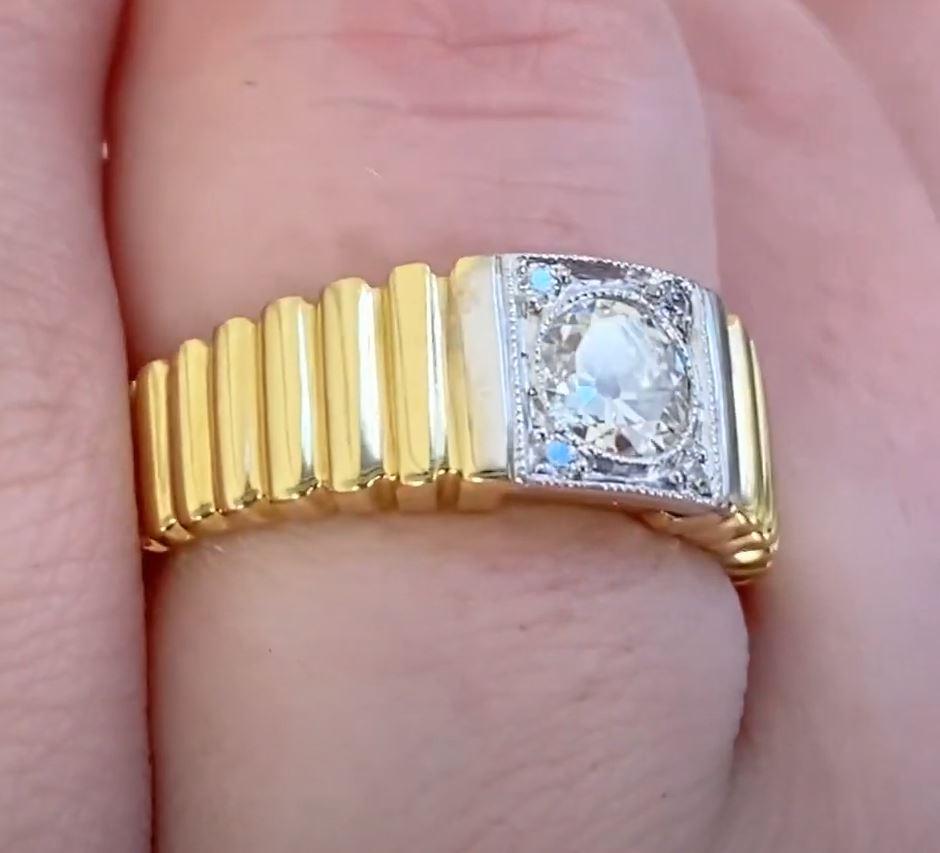 Women's Vintage 0.50ct Diamond Engagement Ring, Platinum & 18k Yellow Gold, Circa 1950 For Sale