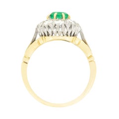 Vintage 0.50ct Emerald and Diamond Cluster Ring, c.1950s