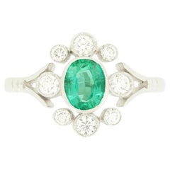 Vintage 0.50ct Emerald and Diamond Cluster Ring, c.1970s