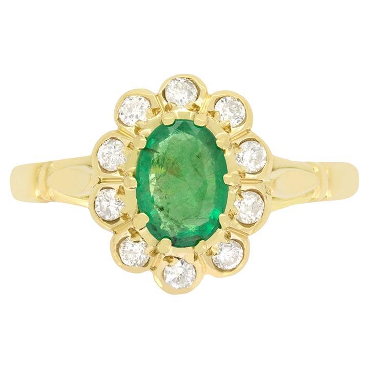 Vintage 0.50ct Emerald and Diamond Cluster Ring, c.1990s