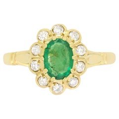 Vintage 0.50ct Emerald and Diamond Cluster Ring, c.1990s