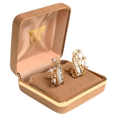 Vintage Old European Cut Diamond (Approx 0.5-Carats) and Gold Earrings