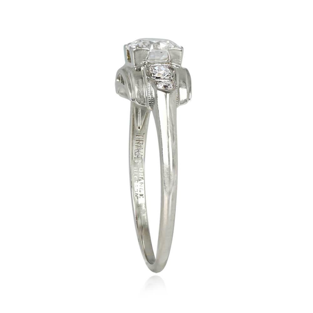 Retro Vintage 0.50ct Old European Cut Diamond Engagement Ring, I Color, 18k White Gold For Sale
