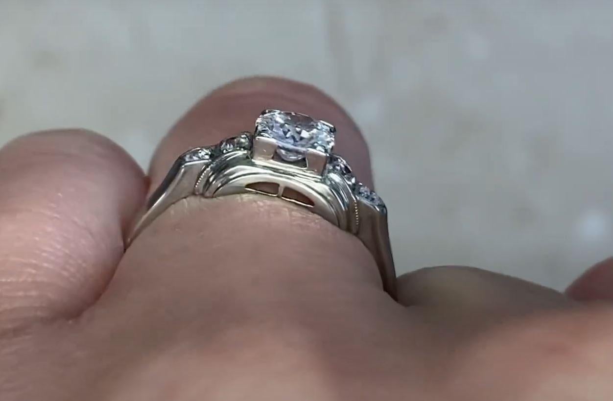 Vintage 0.50ct Old European Cut Diamond Engagement Ring, I Color, 18k White Gold For Sale 3