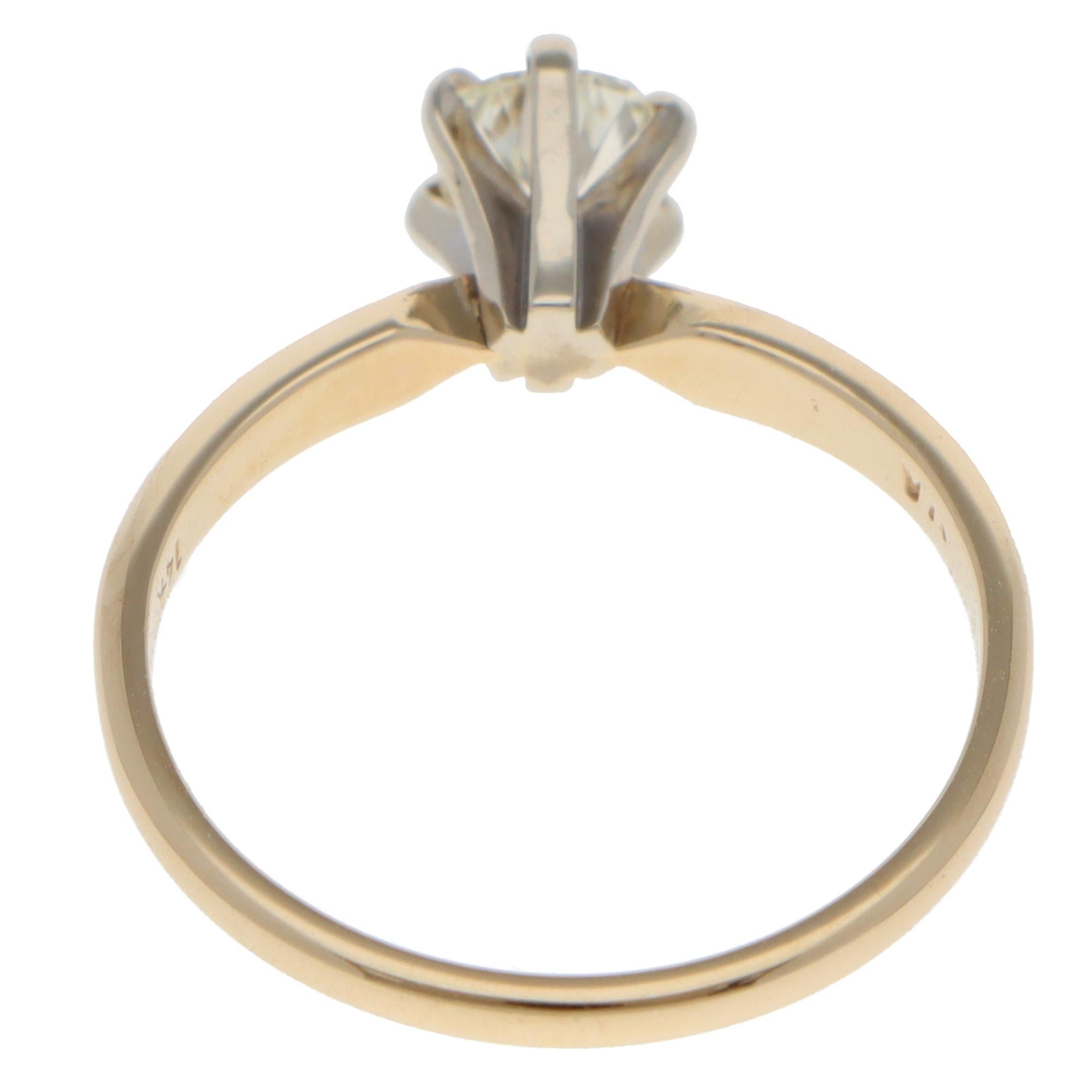 da uomo o donna Anello solitario con diamante a forma di pera vintage da 0,50 carati in vendita