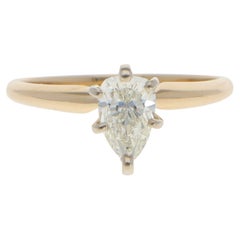 Anillo solitario vintage de diamantes en forma de pera de 0,50 ct