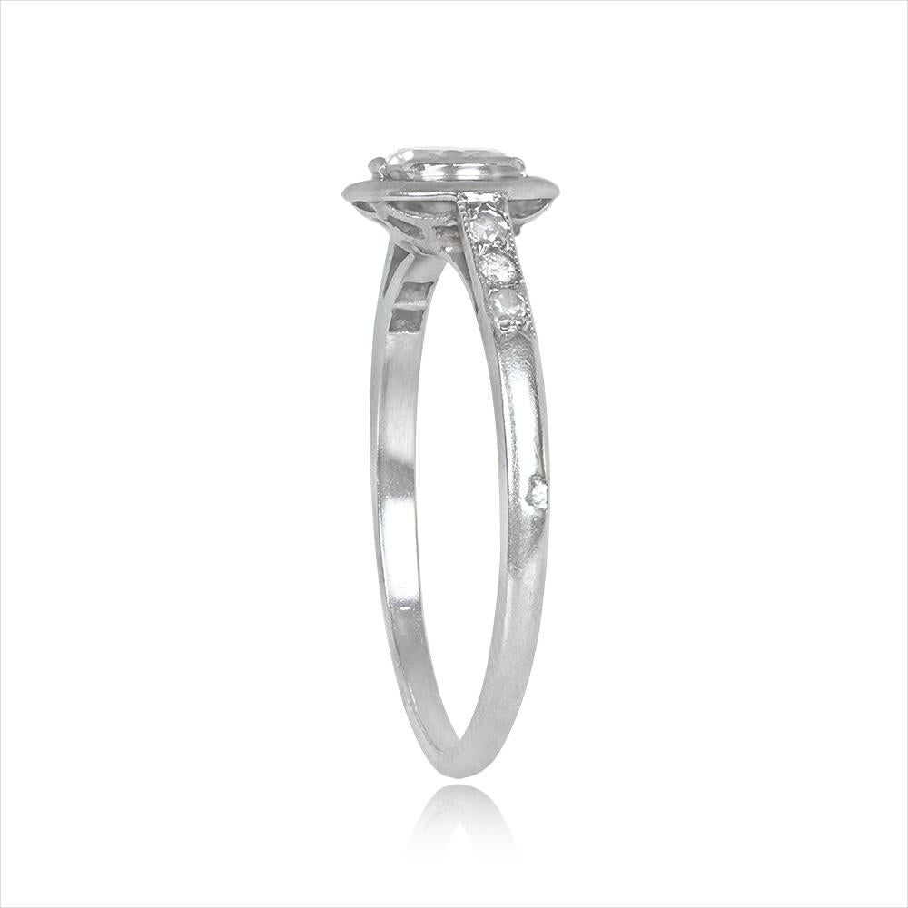 Retro Vintage 0.50ct Round Brilliant Cut Diamond Engagement Ring, I Color, Platinum For Sale