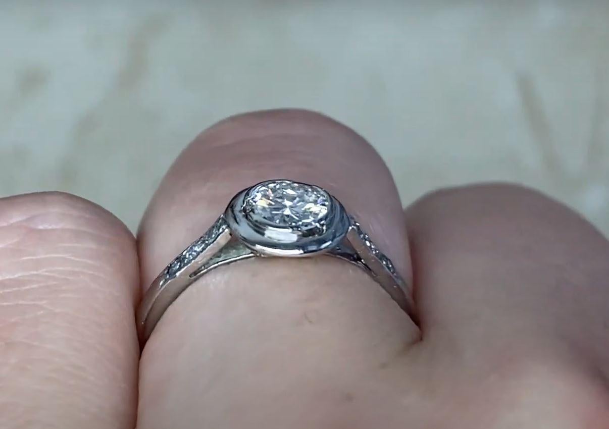 Vintage 0.50ct Round Brilliant Cut Diamond Engagement Ring, I Color, Platinum For Sale 1