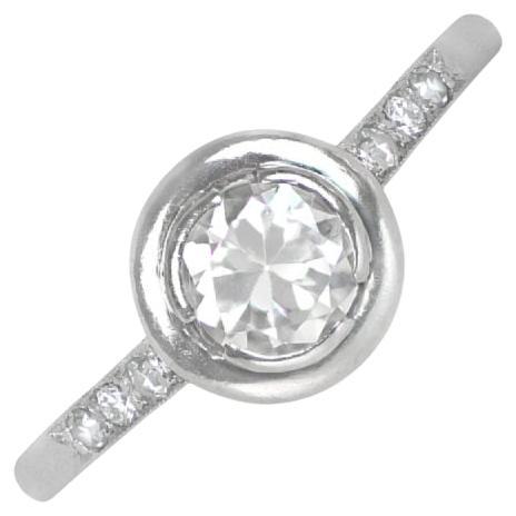 Vintage 0.50ct Round Brilliant Cut Diamond Engagement Ring, I Color, Platinum For Sale