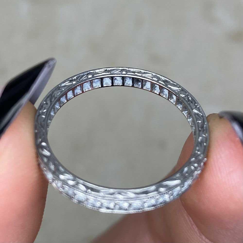 Vintage 0.50ct Round Brilliant Cut Diamond Wedding Band Ring, I Color, Platinum For Sale 5
