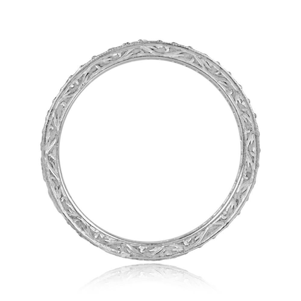 Round Cut Vintage 0.50ct Round Brilliant Cut Diamond Wedding Band Ring, I Color, Platinum For Sale