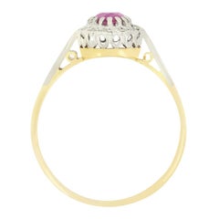 Vintage 0.50ct Ruby and Diamond Cluster, hallmarked 1964