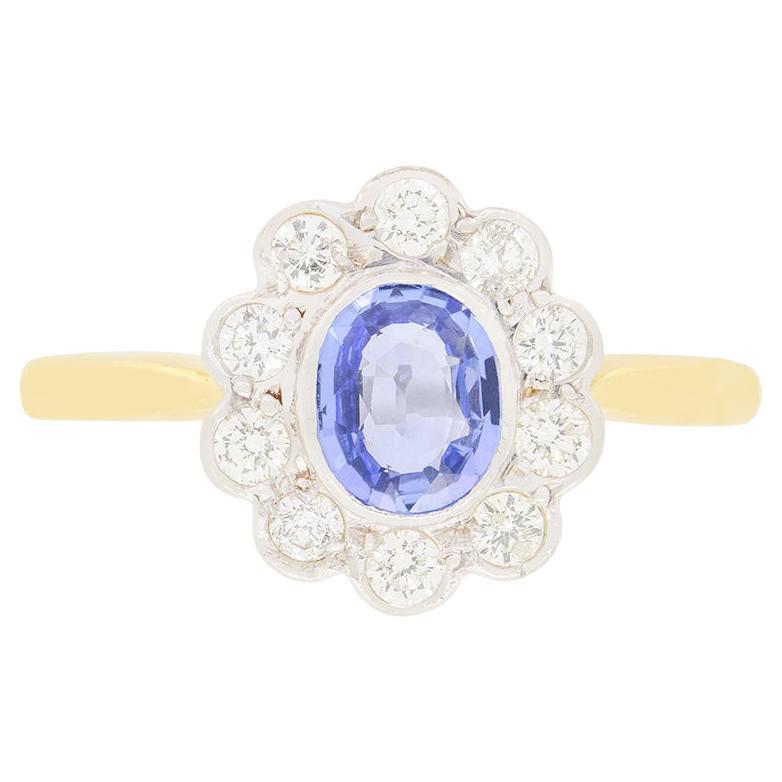 Vintage 0.50ct Sapphire and Diamond Cluster Ring, c.1980s