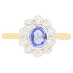 Vintage 0.50ct Sapphire and Diamond Cluster Ring, c.1980s