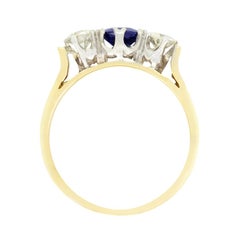 Vintage 0,50ct Saphir und Diamant Drei Stein Ring, ca. 1980er Jahre
