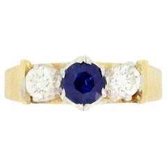Vintage 0,50ct Saphir und Diamant Drei Stein Ring, ca. 1980er Jahre