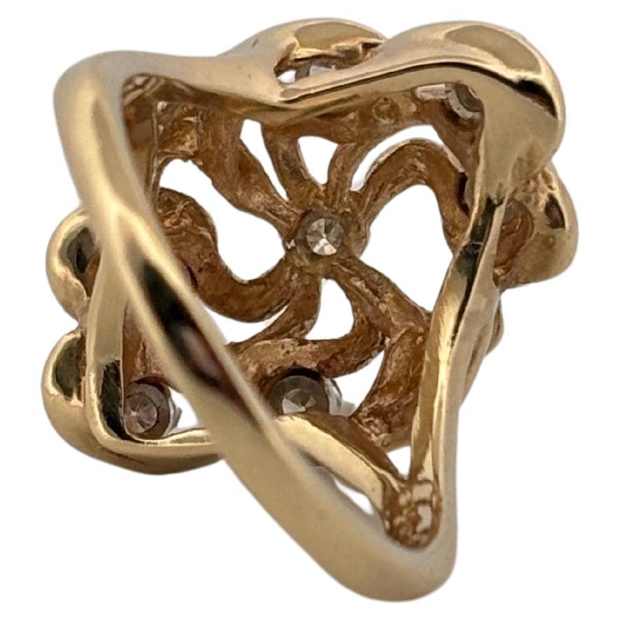 Vintage 0.50ctw 7 Stone Round Cut Diamond 14K Yellow Gold Ring en vente 3