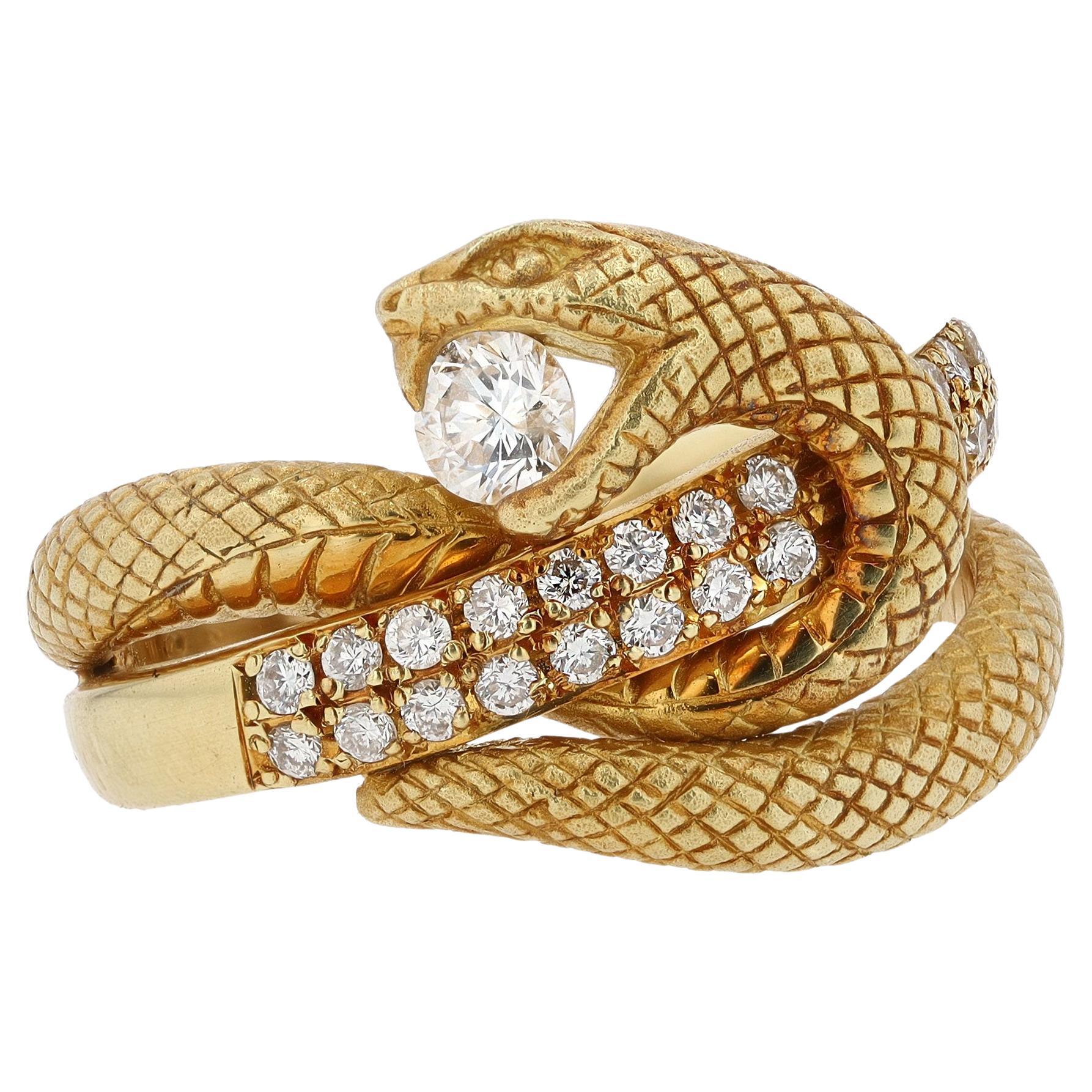 Vintage 0.52ctw Diamant Gravierte Schlange Ring im Angebot