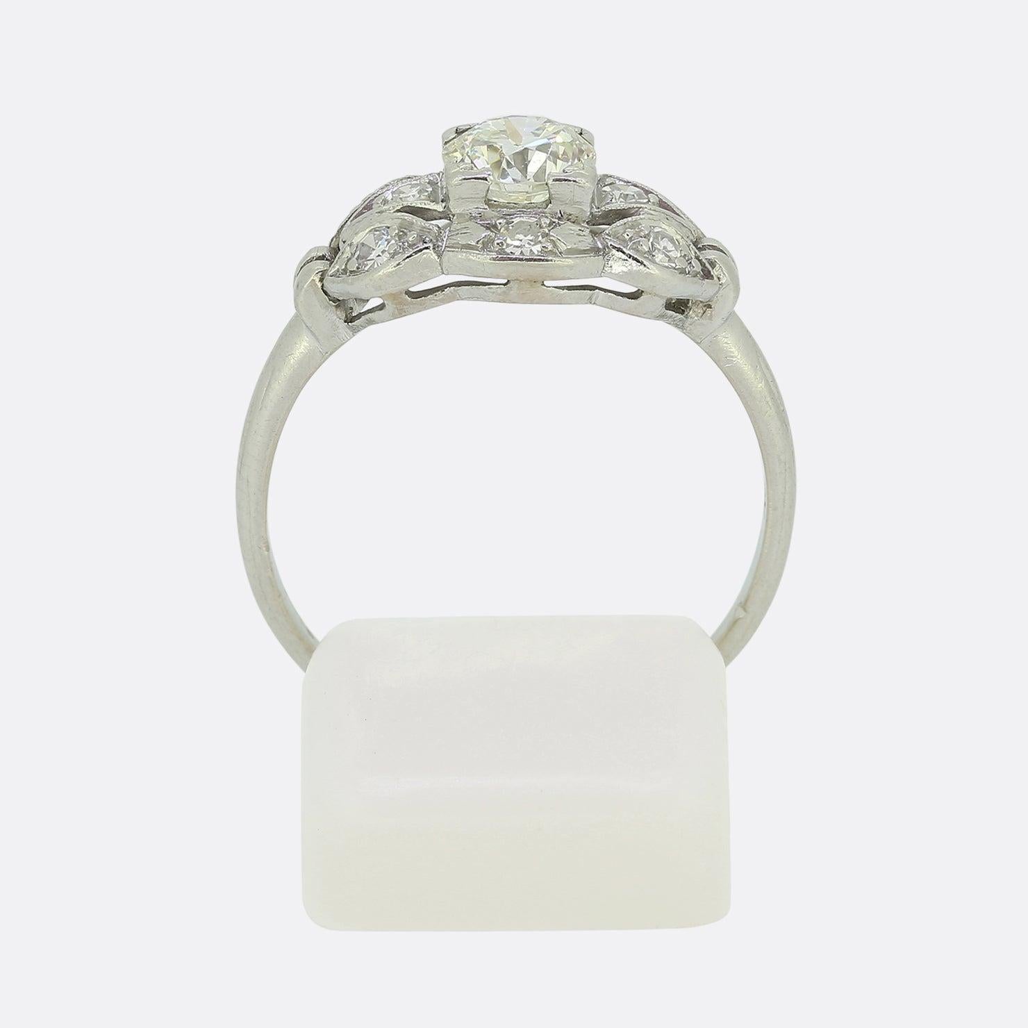 Women's Vintage 0.55 Carat Diamond Cluster Ring For Sale