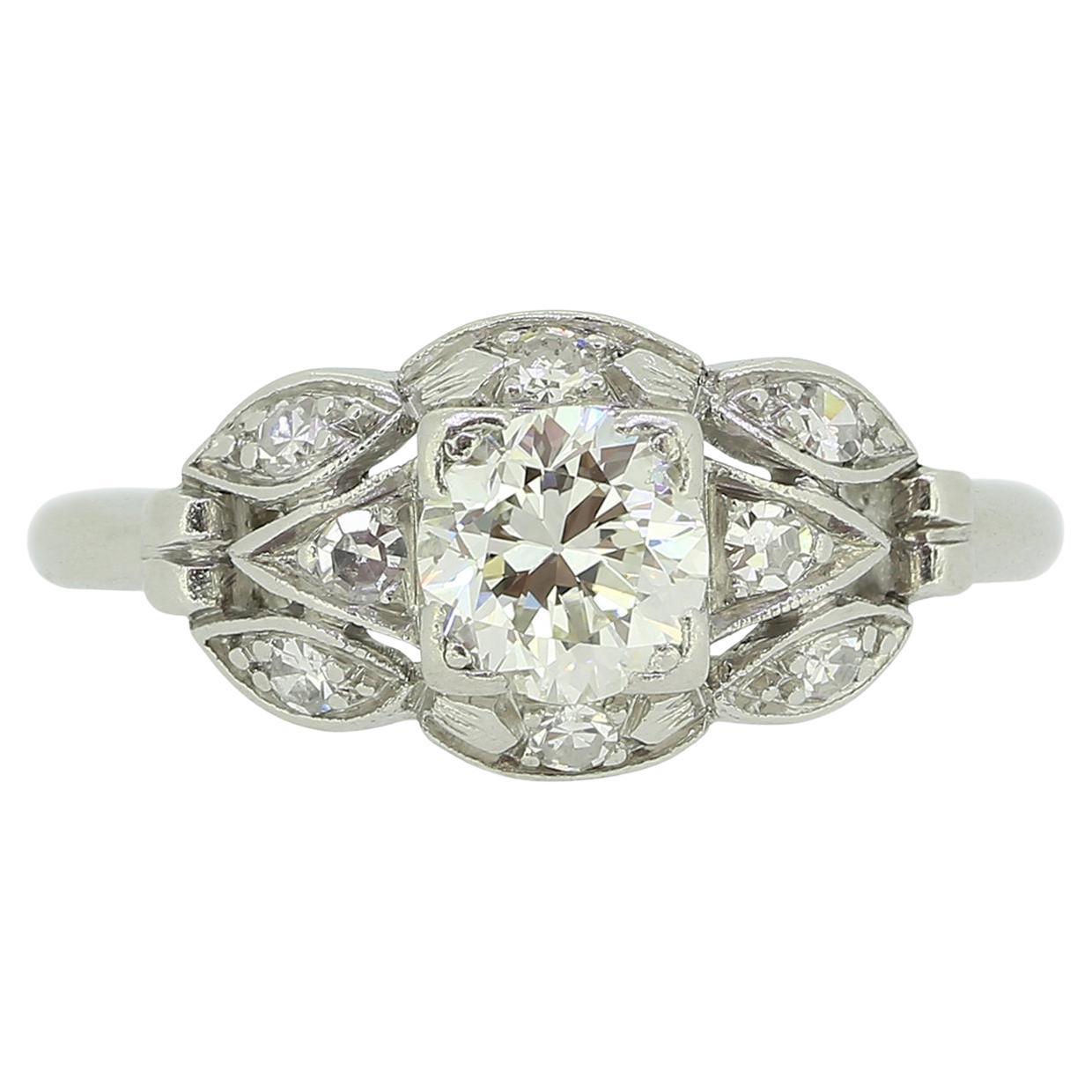 Vintage 0.55 Carat Diamond Cluster Ring For Sale