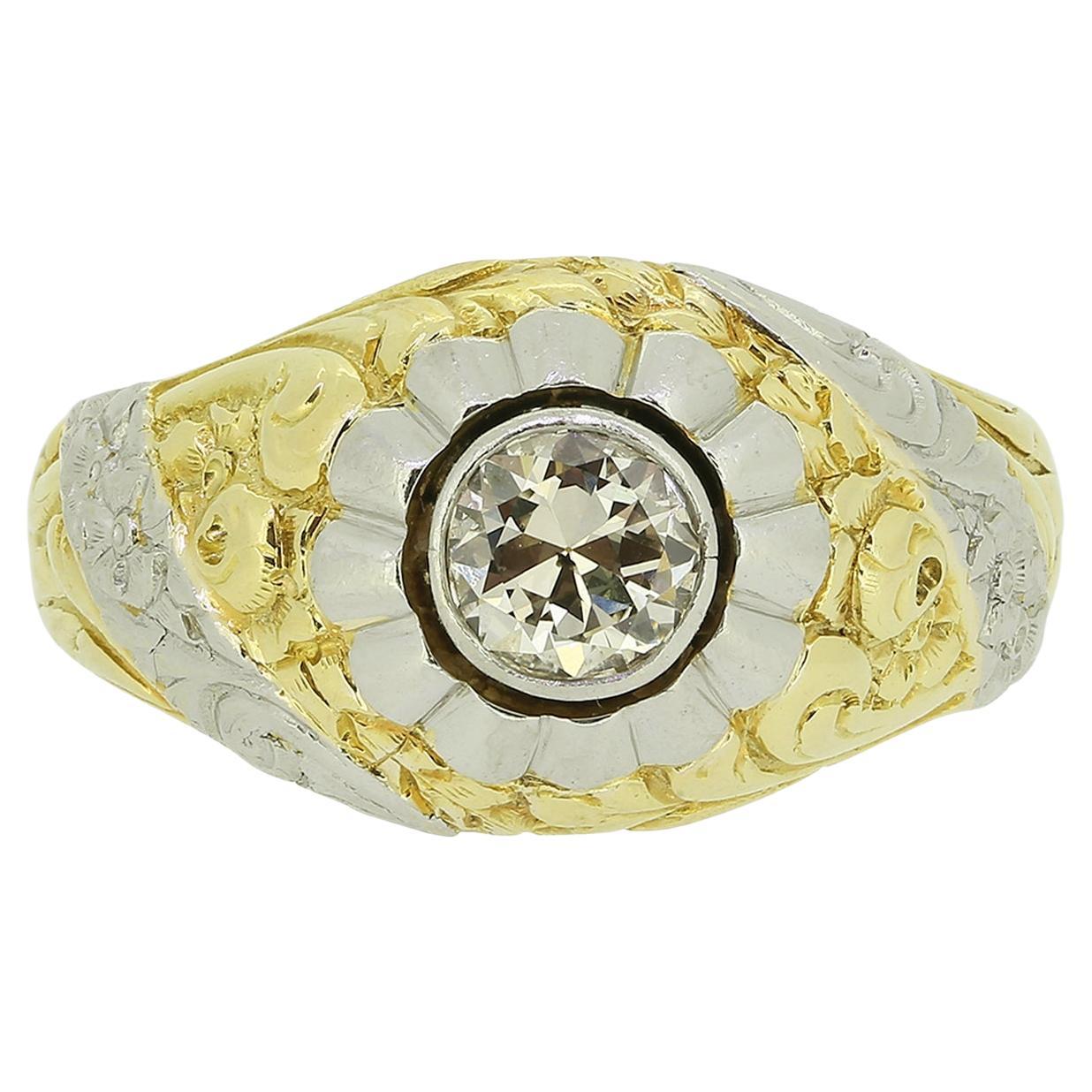 Vintage 0.55 Carat Diamond Single Stone Ring For Sale
