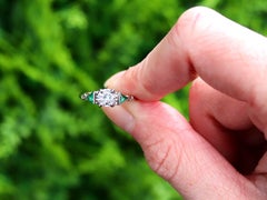 Vintage 0.55ct Diamond and 0.22ct Emerald 18k White Gold Trilogy Ring