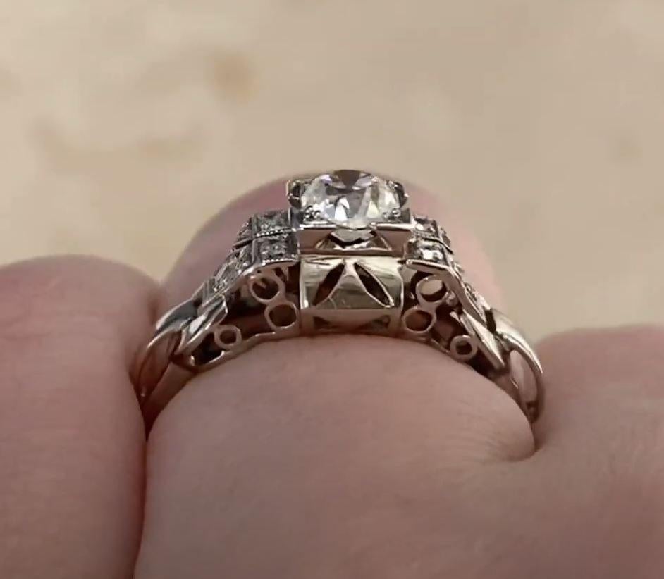 Vintage 0.55ct Old Mine Cut Diamond Engagement Ring, I Color, Platinum For Sale 2