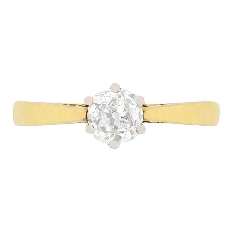 Bague de fiançailles vintage en diamant solitaire de 0,55 carat, c. 1950 en vente