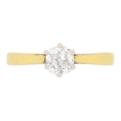 Retro 0.55 Carat Solitaire Diamond Engagement Ring, circa 1950s