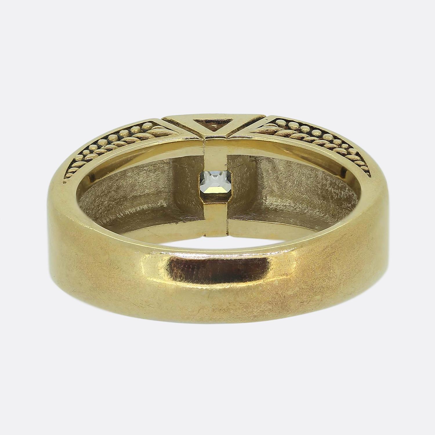 Women's or Men's Vintage 0.56 Carat Asscher Cut Diamond Ring For Sale