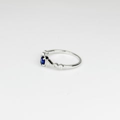 Vintage 0.56ct Sri Lanka Blue Sapphire Diamond Ring in 18K White Gold