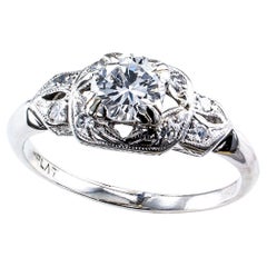 Vintage 0.57 Carat Diamond Platinum Engagement Ring