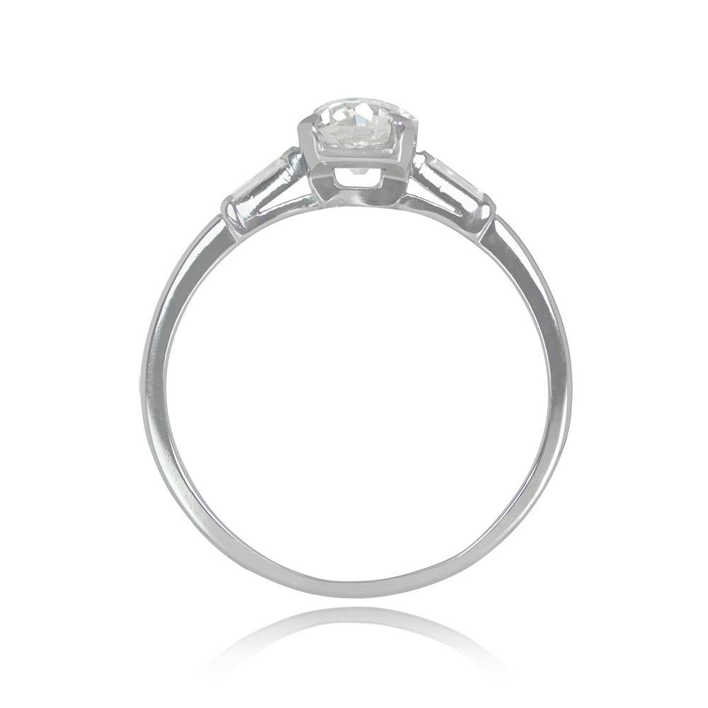 Vintage 0.57ct Old European Cut Diamond Engagement Ring, VS1 Clarity, Platinum In Excellent Condition In New York, NY