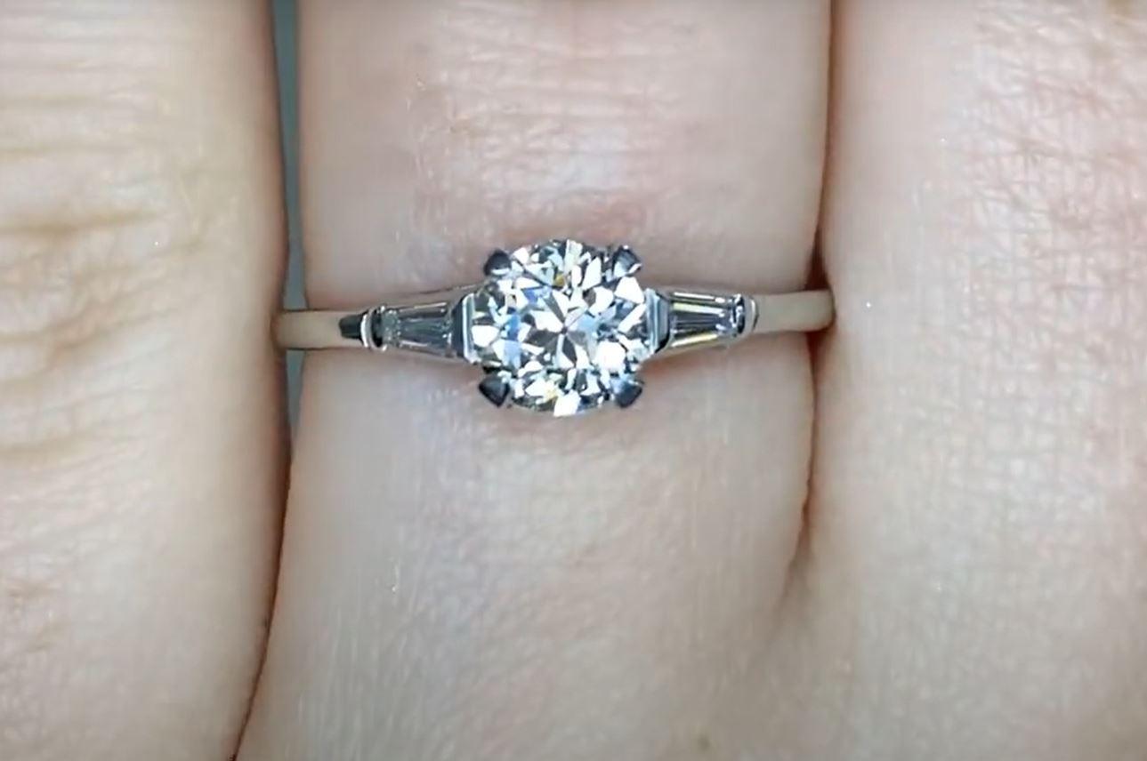 Women's Vintage 0.57ct Old European Cut Diamond Engagement Ring, VS1 Clarity, Platinum