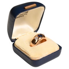 Bague vintage en or jaune 18 carats avec saphir naturel de taille ronde (environ 0,50 carat)
