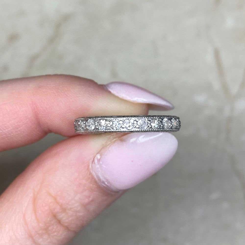 Vintage 0.58ct Single Cut Diamond Eternity Band Ring, Platinum, Circa 1955 For Sale 4