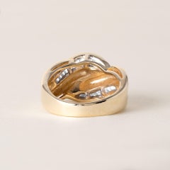 Vintage 0.60 Carat Diamond Baguette Knot Cocktail Ring 14K Yellow Gold
