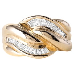 Vintage 0.60 Carat Diamond Baguette Knot Cocktail Ring 14K Yellow Gold