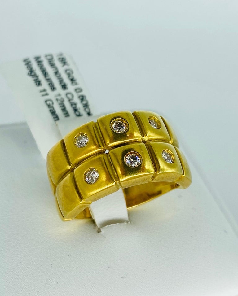 Bague Vintage En Or 18K Et Céramique Avec Diamants - Occasion, Pièce Unique De Créateur