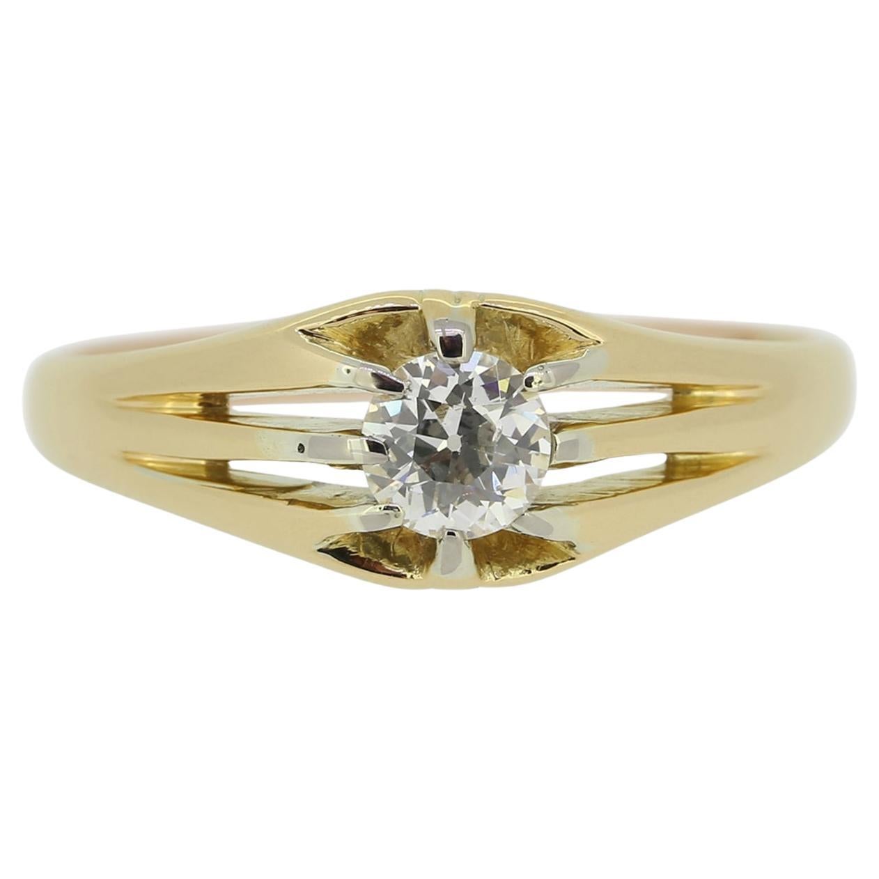 Vintage 0.60 Carat Old Cut Diamond Gypsy Ring