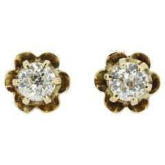 Vintage 0.60 Carat Old Cut Diamond Stud Earrings