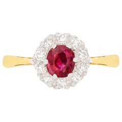 Vintage-Ring mit 0,60 Karat Rubin und Diamanten, ca. 1950er Jahre