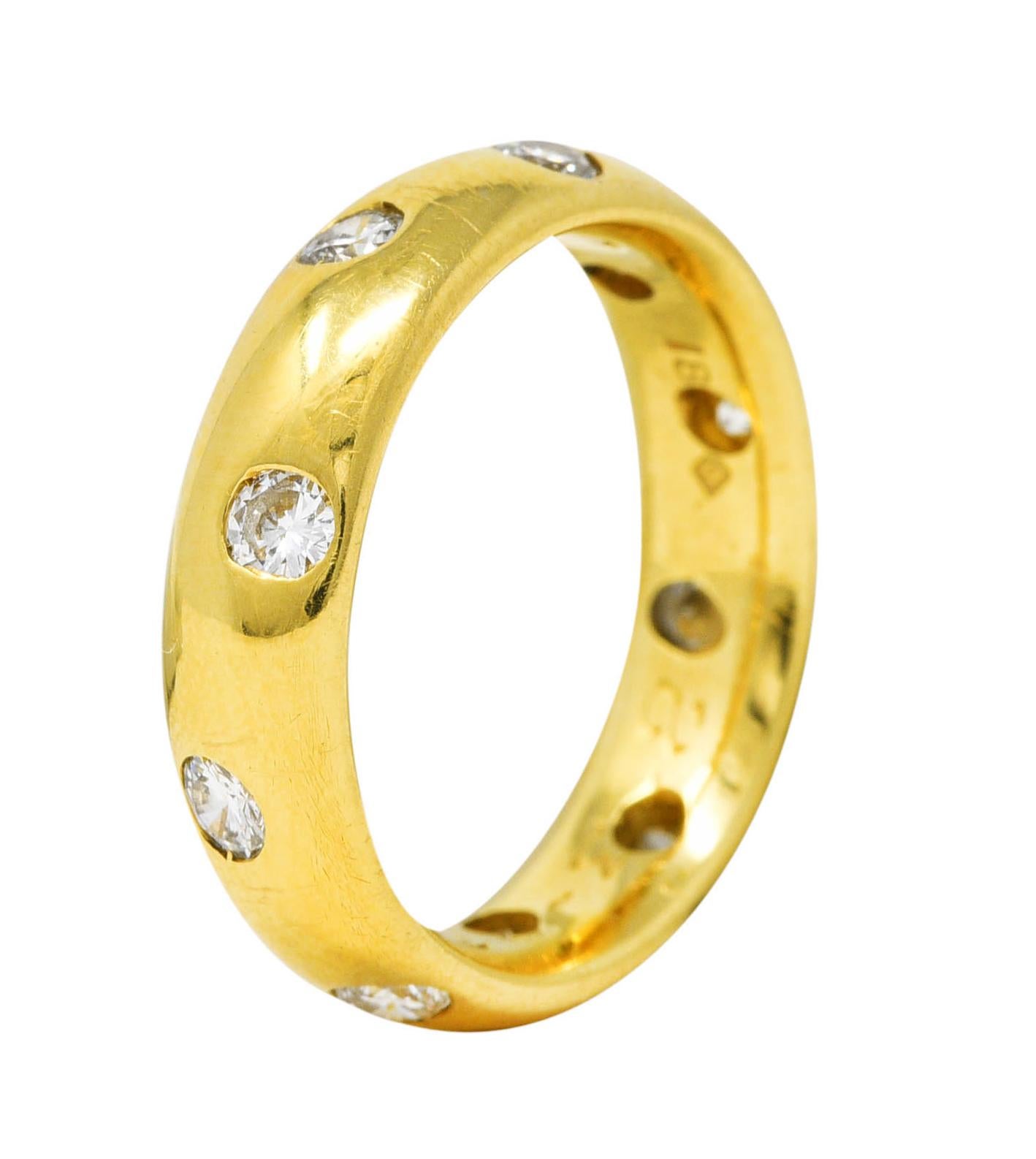 Vintage 0.60 Diamond 18 Karat Yellow Gold Band Ring For Sale at 1stDibs