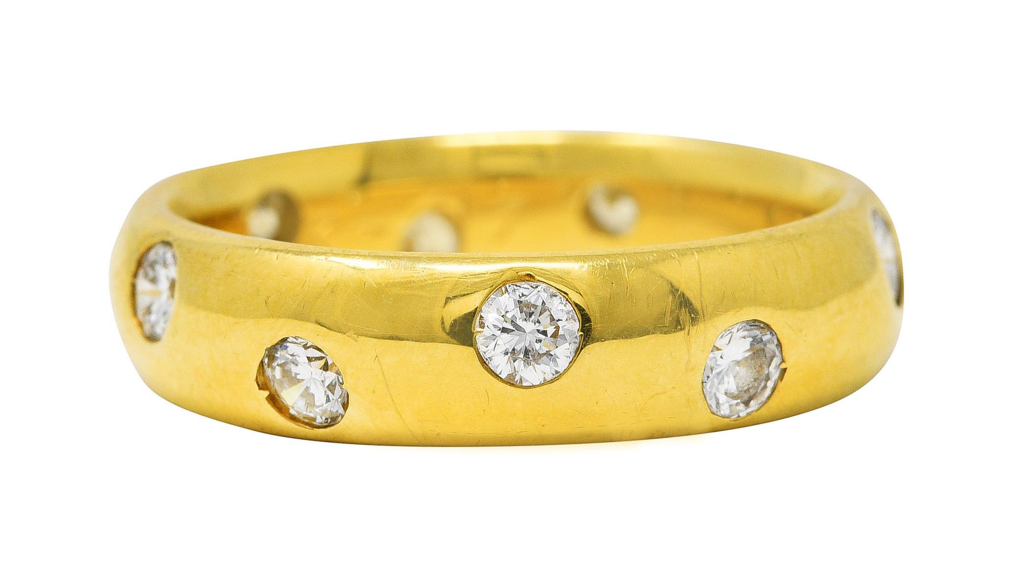 Vintage 0.60 Diamond 18 Karat Yellow Gold Band Ring For Sale at 1stDibs
