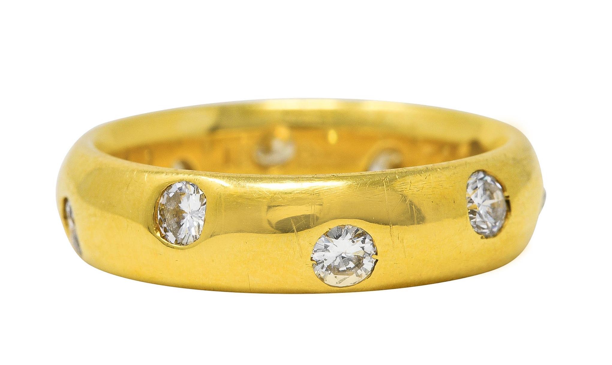 Vintage 0.60 Diamond 18 Karat Yellow Gold Band Ring For Sale at 1stDibs