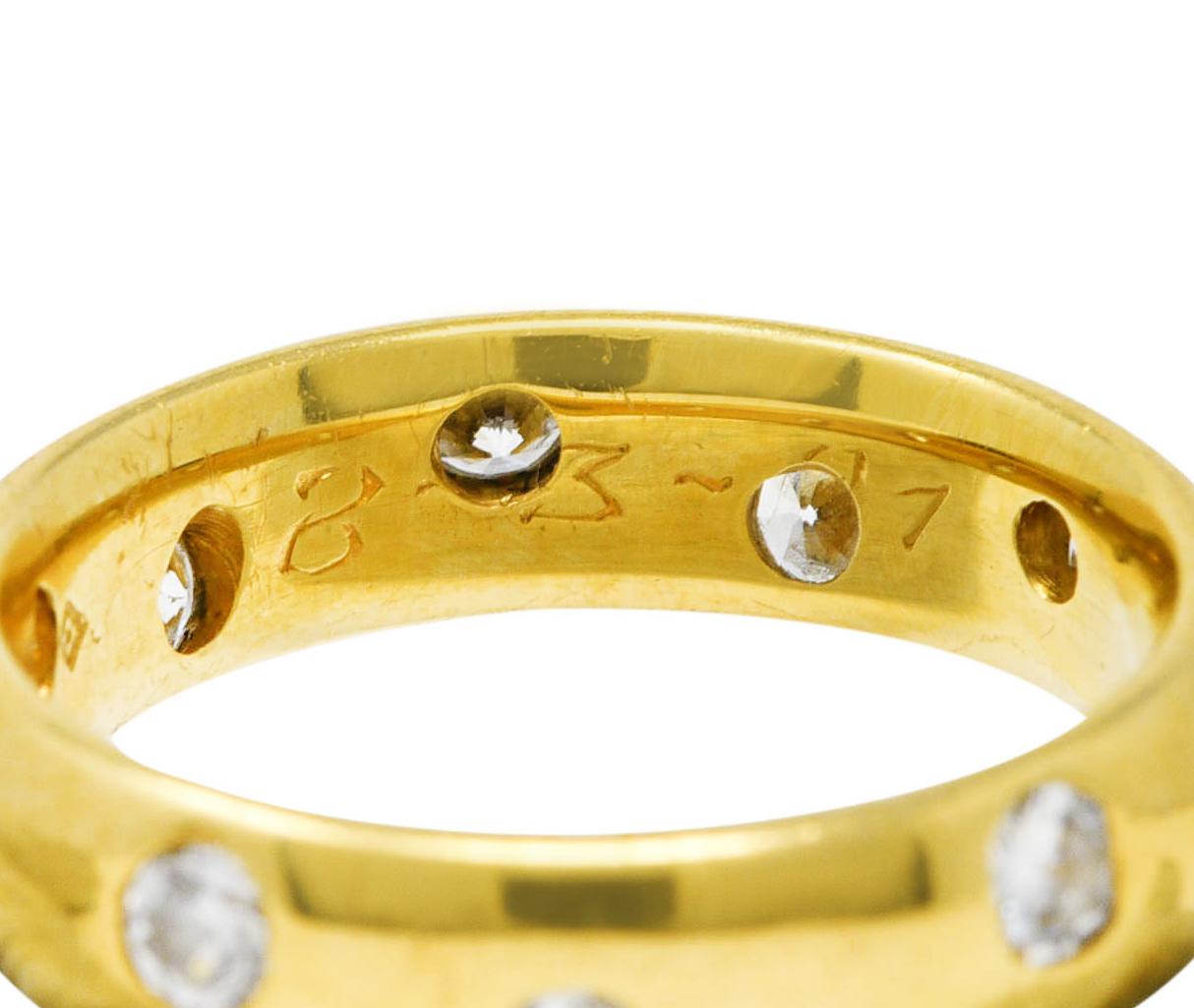 Vintage 0.60 Diamond 18 Karat Yellow Gold Band Ring For Sale at 1stDibs