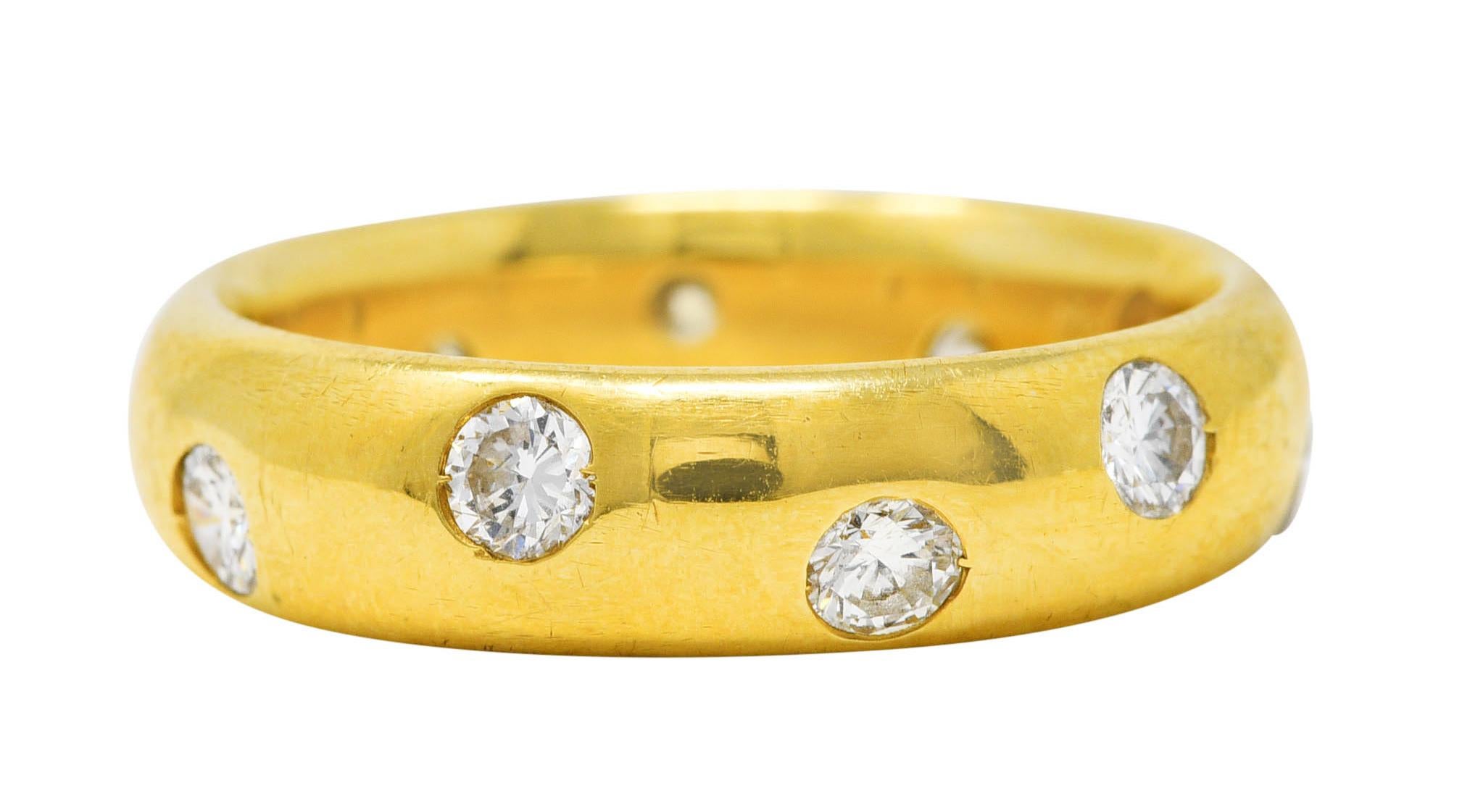 Vintage 0.60 Diamond 18 Karat Yellow Gold Band Ring For Sale at 1stDibs
